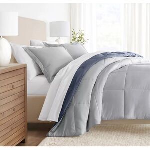 Comforter Down Alternative‎ King/Cal King Soft Microfiber Reversible Navy/Gray